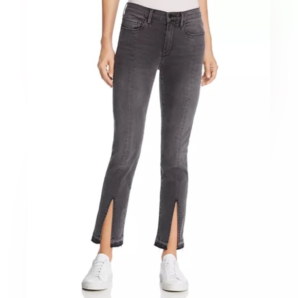 Frame Denim Le Nouveau Split Hem Straight Cropped Black Gray Jean - Size 24 - Picture 1 of 12